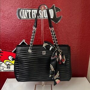 Louis Quatorze Black Tote with Chain Straps